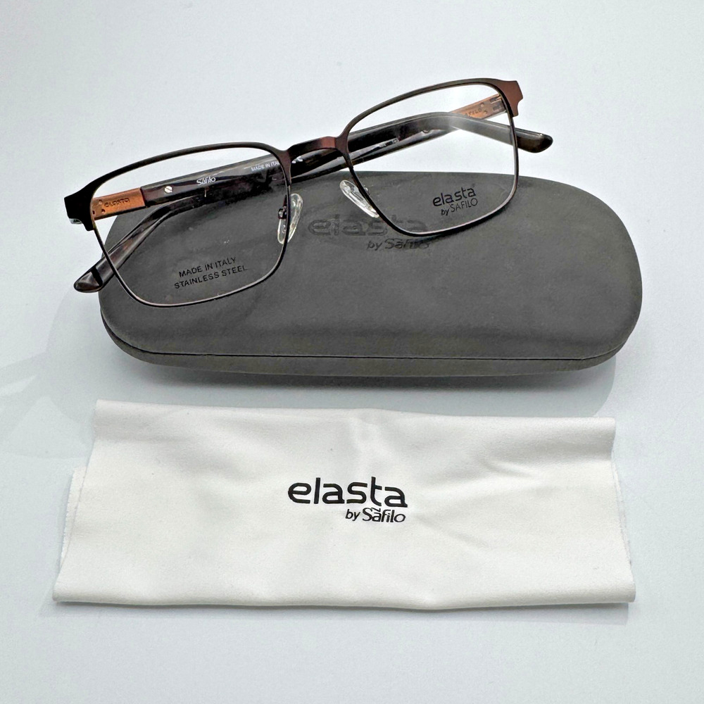 Elasta by Safilo Eyeglasses Frames E3124 4IN Brown Rectangle Full Rim 53-18-145